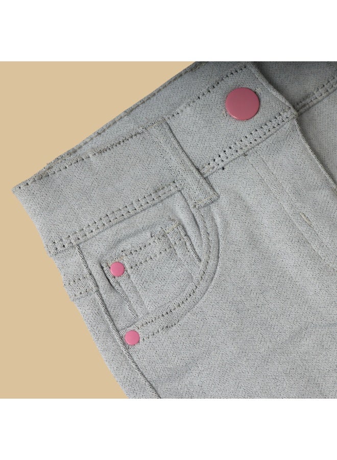 MARWAN Girls Cotton Stretch Long Pants with Embroidered Bunny Design & Adjustable Waist - Image 4